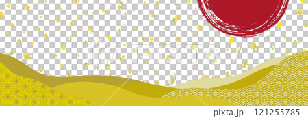 日式橫幅背景金葉和日本圖案/風景/金 121255785