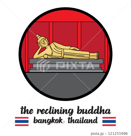 Circle Icon The Reclining Buddha. Vector Illustration 121255996