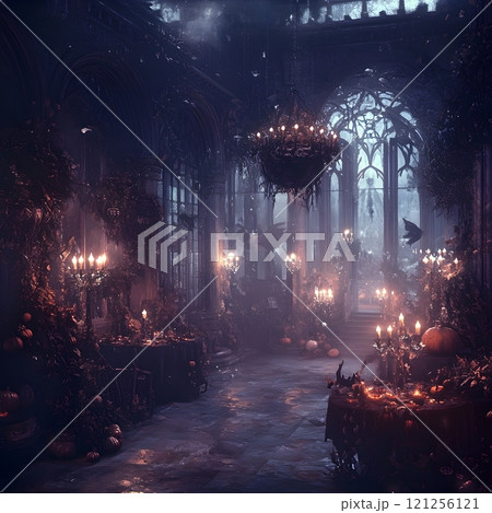 halloween pumpkin lantern with shallow depth of field 121256121