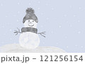 雪だるまと雪の結晶のクリスマス 121256154