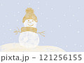 雪だるまと雪の結晶のかわいいイラスト 121256155