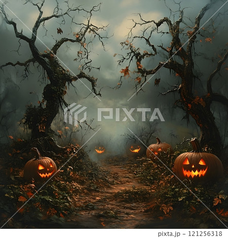pumpkins in the forest pumpkins in the forest 121256318