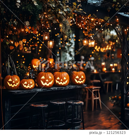 pumpkins in the forest 121256323