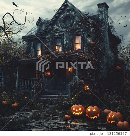 pumpkins in the forest 121256337