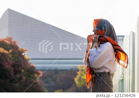 A middle-aged woman's lifestyle 121256426