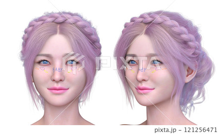 女性の顔アップ 121256471