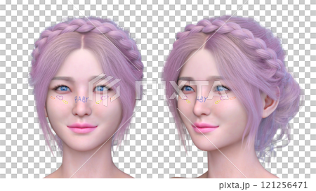 女性の顔アップ 121256471