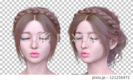 女性の顔アップ 121256472