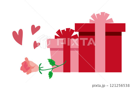 バレンタインのかわいいプレゼントイラスト素材 121256538
