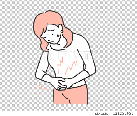 一名患有腹痛的婦女的病媒圖解 121256650