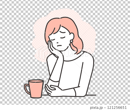頬図をついて悩む女性のベクターイラスト 頬図をついて悩む女性のベクターイラスト 121256651