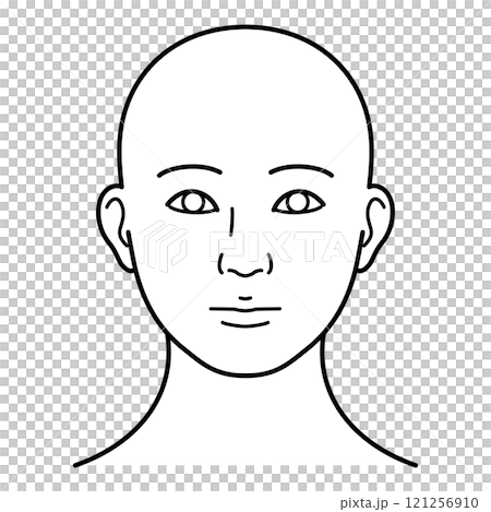 顔　正面　白黒 121256910