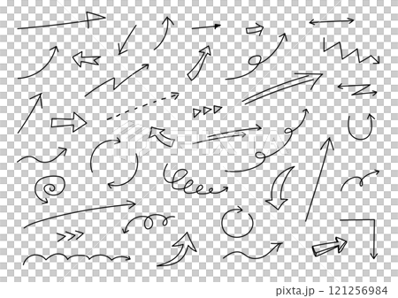 Hand-drawn arrow illustration material set 121256984