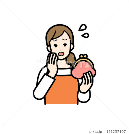 金欠で困っている主婦のイラスト 121257107