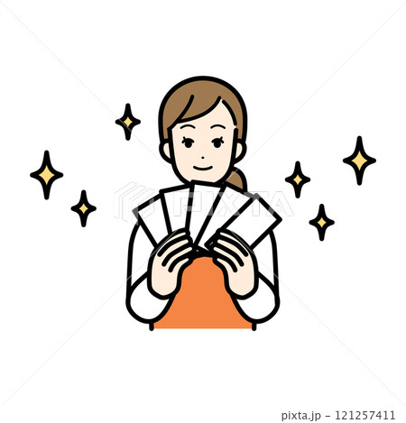 稼いで笑顔の主婦のイラスト 稼いで笑顔の主婦のイラスト 121257411