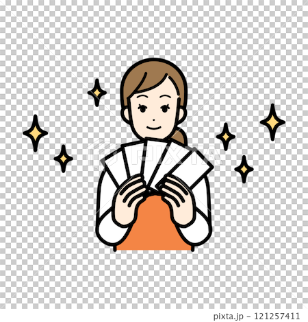 稼いで笑顔の主婦のイラスト 稼いで笑顔の主婦のイラスト 121257411