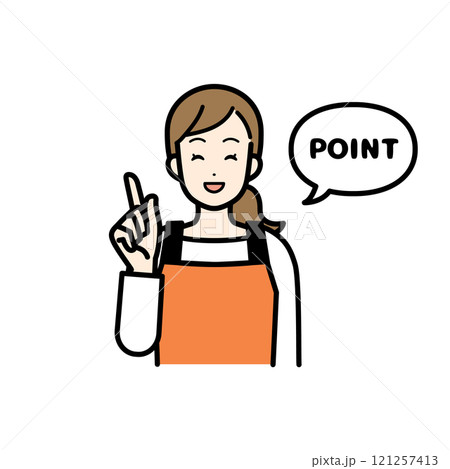 笑顔でポイントを伝える主婦のイラスト 121257413