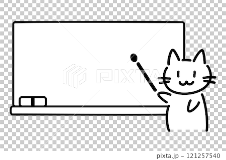 黑板前手繪貓圖 121257540