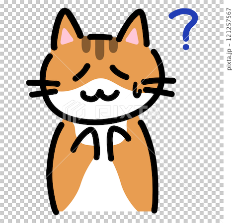 手書きの困った表情の猫のイラストのイラスト素材 [121257567] - PIXTA