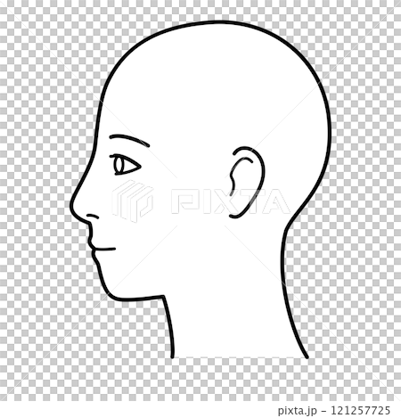 Face, profile, facing left, black and white Face, profile, facing left, black and white 121257725