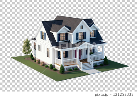 Isometric 3d house on isolate transparency background, PNG Isometric 3d house on isolate transparency background, PNG 121258335