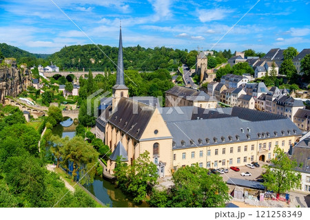 A beautiful view of the Luxemburg Abbey in Luxembourg City, Luxembourg 121258349