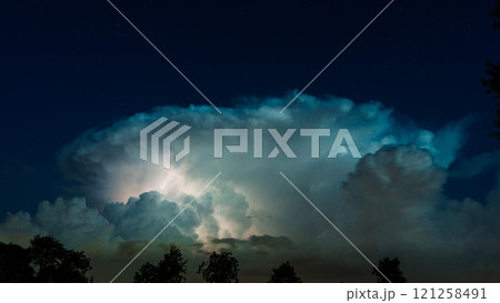 Imposing Cumulonimbus Cloud Formation Over Nedherlands Countryside 121258491