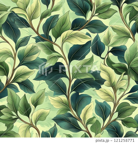 暗い背景のエレガントな緑の葉パターン 暗い背景のエレガントな緑の葉パターン 121258771