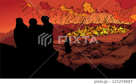Vector drawing. Death of Pompeii Vector drawing. Death of Pompeii 121259087