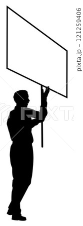 Protest Rally March Picket Sign Silhouette Person 121259406