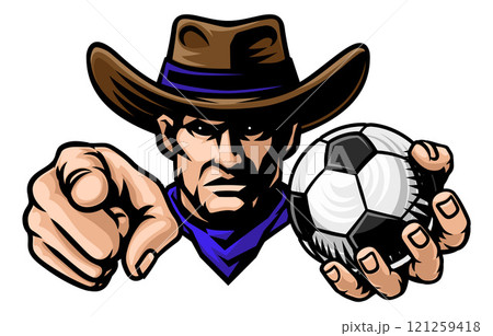 Cowboy Man Soccer Football Cowboys Team Mascot Cowboy Man Soccer Football Cowboys Team Mascot 121259418