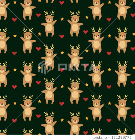 Christmas pattern with deer dancing. Christmas pattern with deer dancing. 121259773