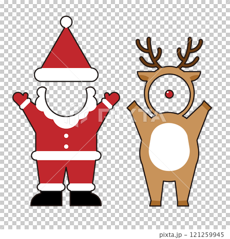 Christmas Santa Claus and Deer Characters with hole for face. Christmas Santa Claus and Deer Characters with hole for face. 121259945