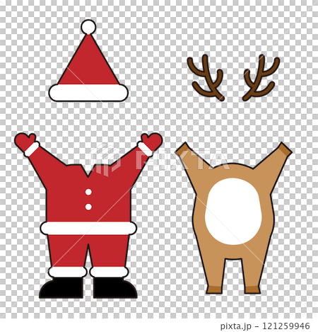 Christmas Santa Claus and Deer Characters with hole for face. 121259946