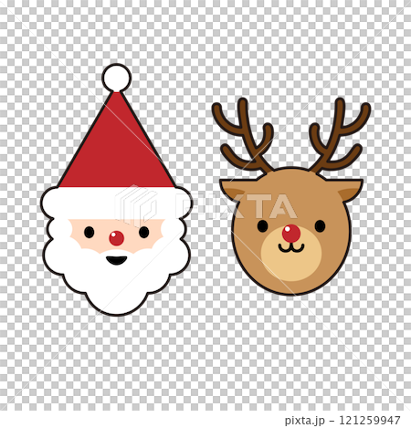 Christmas Santa Claus and the face of the deer character. 121259947