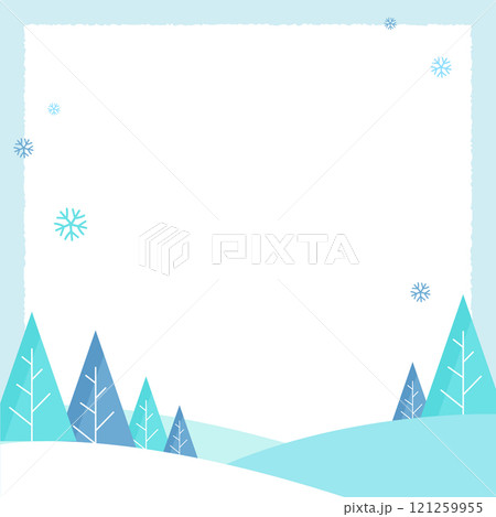 Winter landscape frame design with trees and snow. 121259955