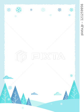 Winter landscape frame design with trees and snow. 121259956