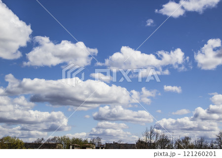 Cloud in the blue sky. A beautiful clouds against the blue sky background. Beautiful cloud pattern in the sky. 121260201