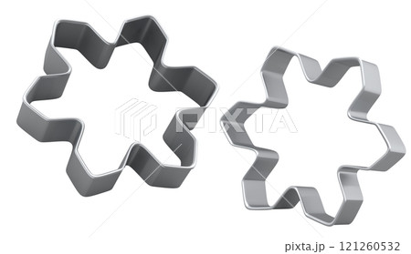 Set of metal cookie cutters for homemade Christmas biscuit on a white background Set of metal cookie cutters for homemade Christmas biscuit on a white background 121260532