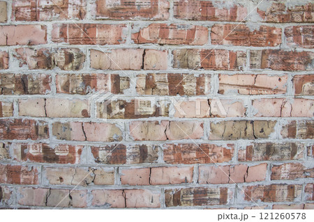 Red brick texture on wall against background. Background of grunge old vintage red brick wall. Old brick wall for background in design Red brick texture on wall against background. Background of grunge old vintage red brick wall. Old brick wall for background in design 121260578