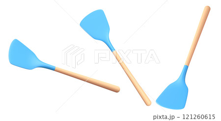 Set of silicon solid turner or kitchen utensils on white background. 121260615