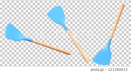 Set of silicon solid turner or kitchen utensils on white background. 121260615