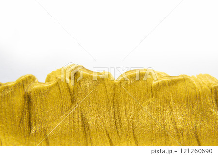 Abstract gold painting on the paper. Hand drawn brush stroke, gold paintings background. Abstract pattern contemporary art for background can be used in design 121260690