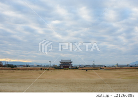 Heijo Palace, the imperial residence and the administrative centre of Japan for most of the Nara period from 710 to 794 AD, Nara, Japan 121260888