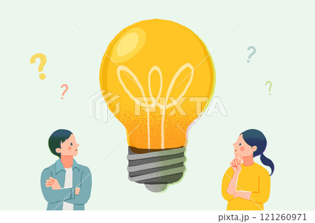 考える男女、疑問と解決のイメージイラスト 121260971