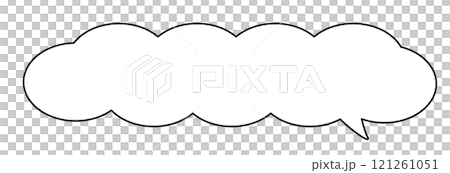 Horizontal speech bubble frame icon Simple hand-drawn long speech bubble Vector illustration material Monochrome Black and white 121261051