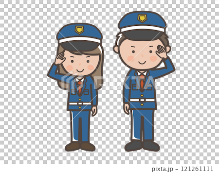 男女保全做敬禮姿勢的全身插圖 男女保全做敬禮姿勢的全身插圖 121261111
