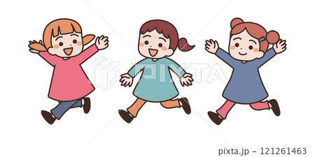 走る女の子たちのイラスト素材 走る女の子たちのイラスト素材 121261463