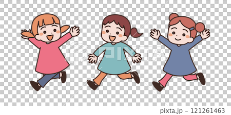 走る女の子たちのイラスト素材 走る女の子たちのイラスト素材 121261463