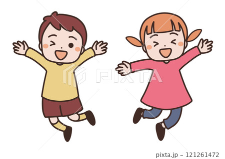 ジャンプする子どもたちのイラスト素材 ジャンプする子どもたちのイラスト素材 121261472